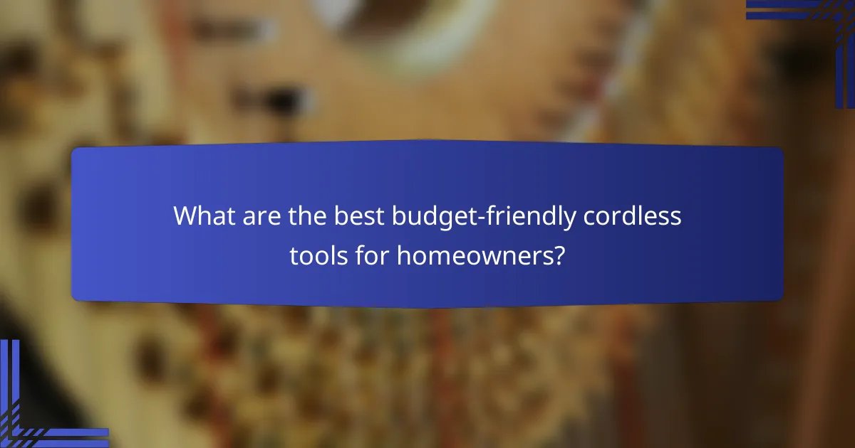 What are the best budget-friendly cordless tools for homeowners?